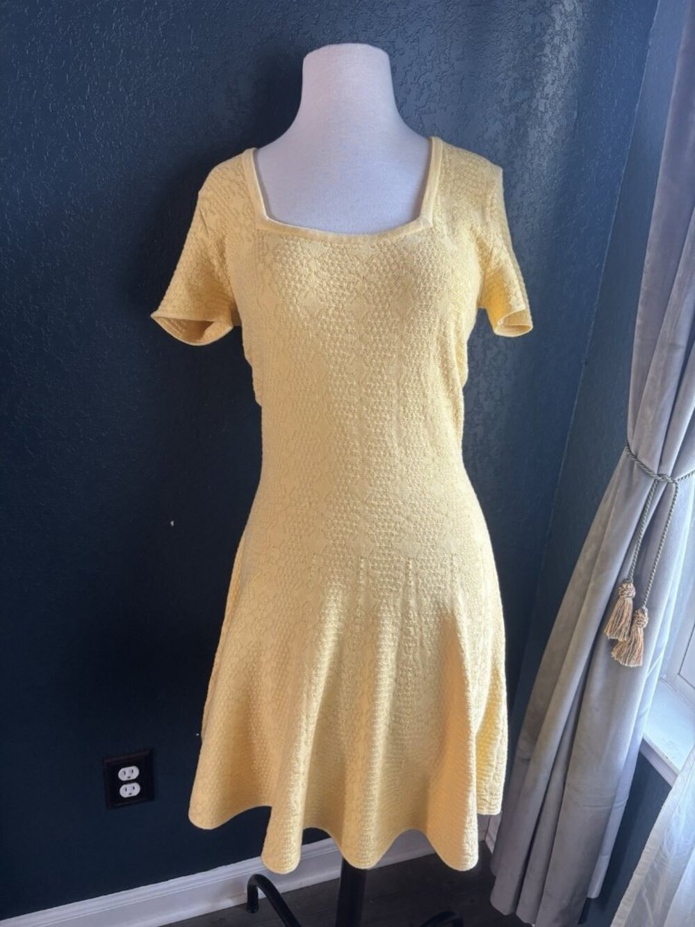 NWT Torn By Ronny Kobo Butter Yellow Fit And Flare Dress Sz Large